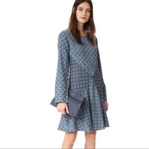 Ace & Jig Court Blue Jacquard Patterned Long Sleeve Dress